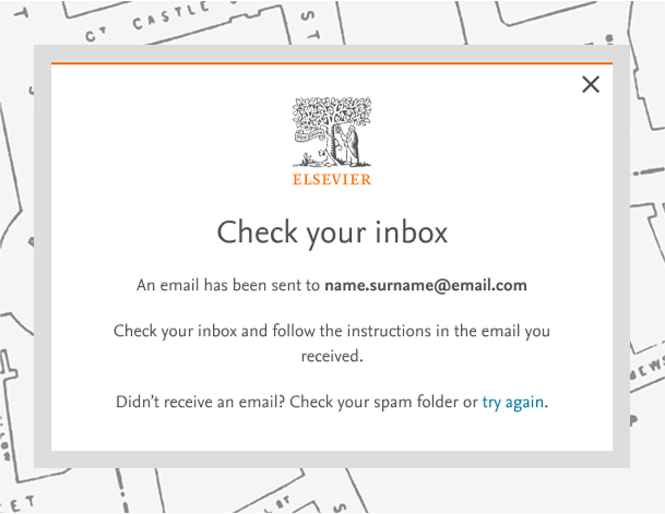 screenshot of confirmation message reset email has been sent